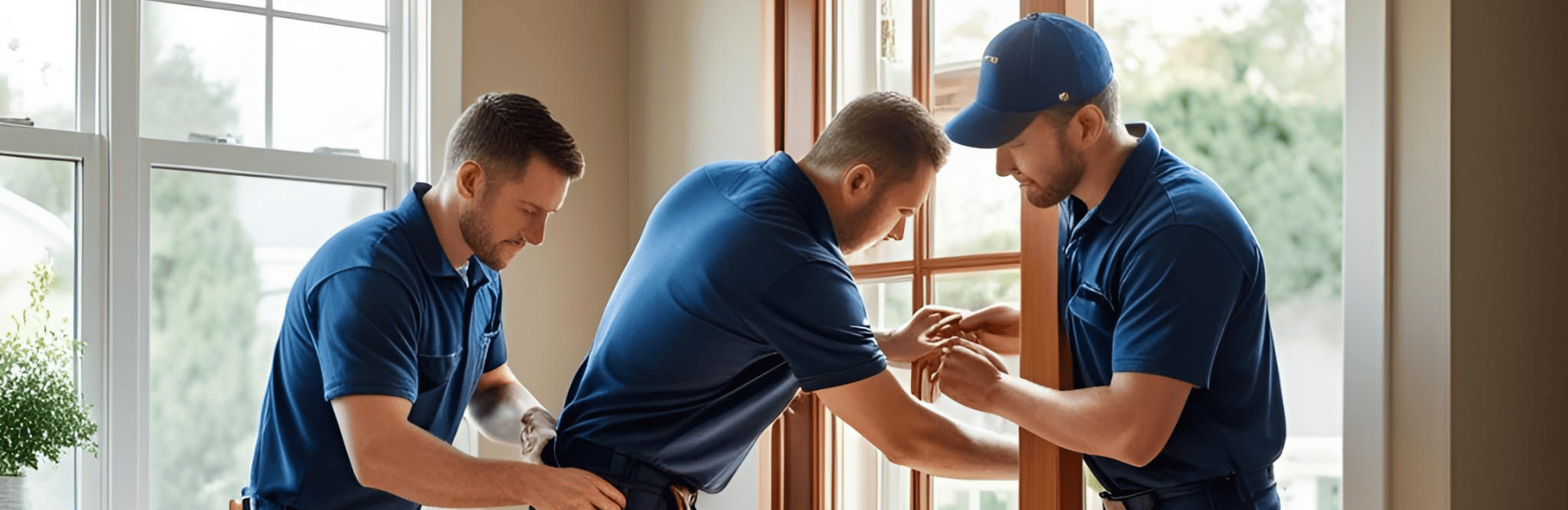 group of cleaners in luxury home